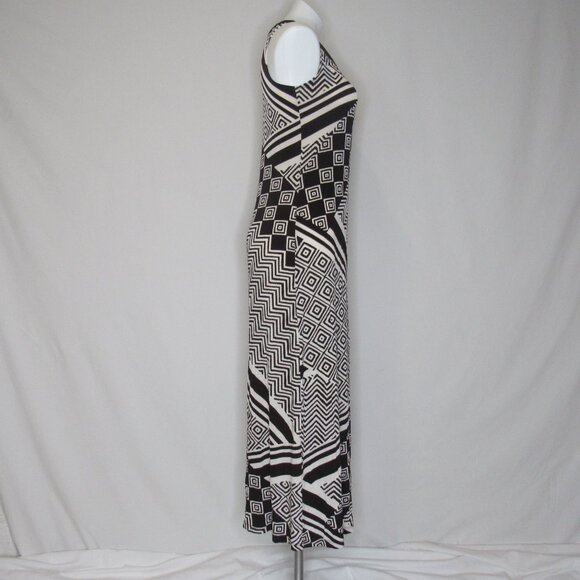 Chico's Travelers Brown White Abstract Print Sleeveless Maxi Dress Women's S 4 - Picture 5 of 9